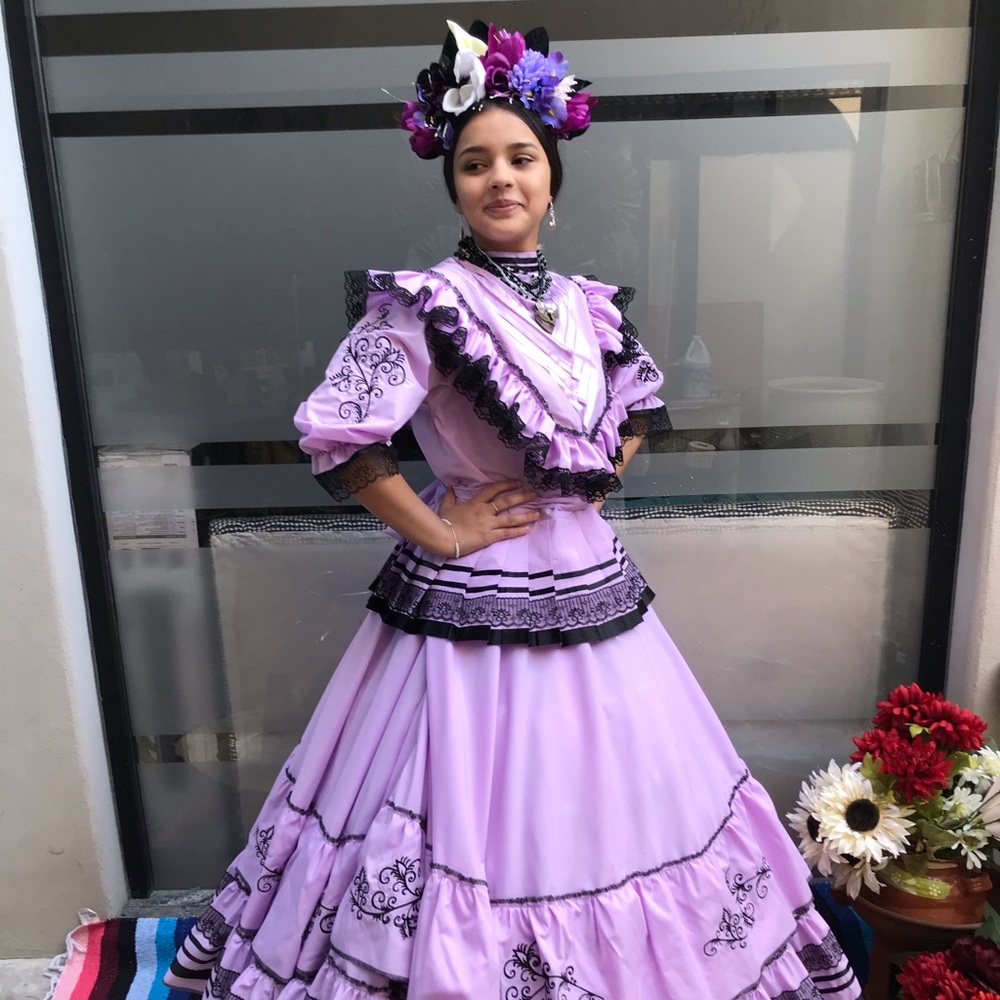 Mexican two piece Jalisco dress embroidered